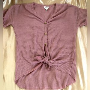 Mauve button up waffle knit